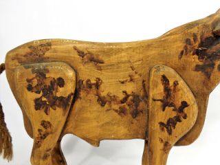 EARLY 20TH C.  VINTAGE HAND - CRAFTED,  PAINTED FOLK ART WOODEN BULL W/ORIG SURFACE 7