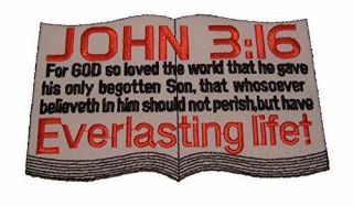 John 3:16 Open Bible Religious Biker Patch - Veteran Owned Business
