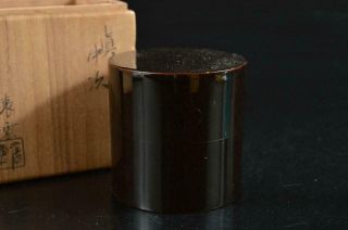S5942: Japanese Wooden Lacquer Ware Tea Caddy Natsume Chaire W/signed Box