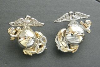 Us Marine Corps Globe Anchor Officer Lapel Pin Set Of 2 Left And Right 1 Inch