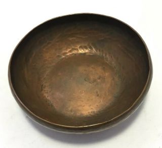Antique Arts & Crafts Mission Hammered Copper 4 " D Bowl Pin Dish