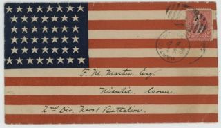 Mr Fancy Cancel 2c Spanish American War Patriotic 44 Star Overall Flag To Sailor