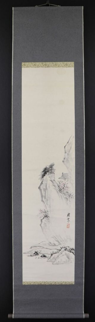 JAPANESE HANGING SCROLL ART Painting Sansui Landscape Asian antique E7390 2