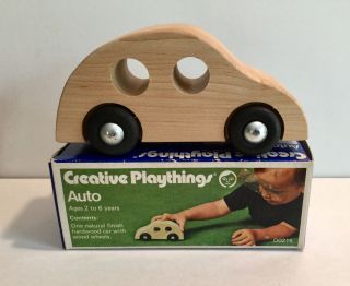 Vtg Nos Creative Playthings Auto Car Wood Toy,  Box Princeton Nj Mcm Usa Made