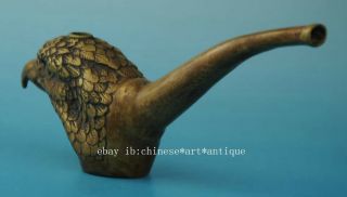 china old hand made copper eagle tobacco pipe smoking set c01 3