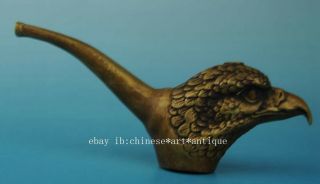 china old hand made copper eagle tobacco pipe smoking set c01 4