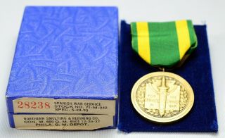 Us Army Spanish American War Service Medal & Box Numbered 28238