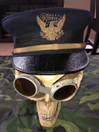 Us Army M1902 Officer Visor Cap Hat W Bullion Eagle,  Spanish American War