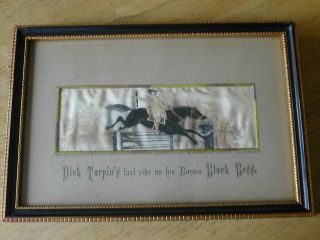 T Stevens Silk Stevengraph " Dick Turpins Last Ride On Black Bess " Framed