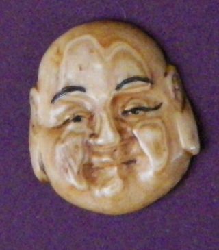 Bb Japanese Immortal Hotei [bos Taurus]cow Bone Vintage Button Fine Carving