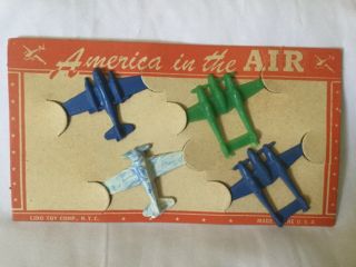 Vintage Plastic Toy Aeroplanes On Card,  Vintage Deadstock
