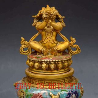 Chinese Vintage Brass Handwork Cloisonne King Kong Buddha Incense Burner 2