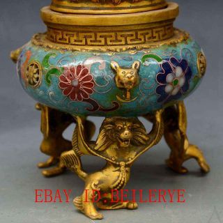 Chinese Vintage Brass Handwork Cloisonne King Kong Buddha Incense Burner 4