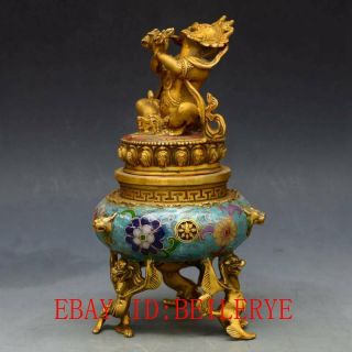 Chinese Vintage Brass Handwork Cloisonne King Kong Buddha Incense Burner 5