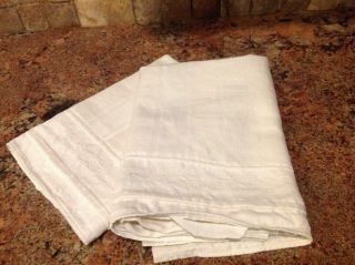 Pair Antique French Tea Torchons Linen Large Kitchen Towels With Loops T04