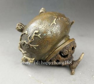 China old fengshui pure copper hand - carved plum blossom and bird censer b02 5