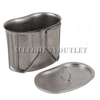 G.  I.  Type Heavy Duty Stainless Steel Canteen Cup With Lid,  Military