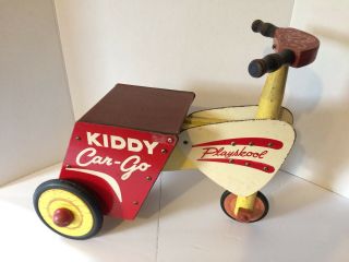 Vintage Antique Kids Playskool Kiddy Car - Go Tricycle Scooter Folk Art Wood