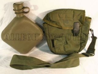 Us Military 2qt Collapsible Canteen,  2 Quart Od Cover Carrier & Strap Usgi Gc