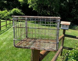 Wire Basket Antique Vintage Metal Milk Crate Primitive Country Farmhouse Rustic