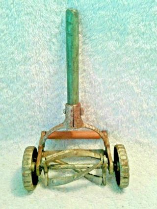 Vintage Arcade Cast Iron Toy Reel Mower Wooden Handle 6 - 3/4 " Tall