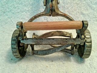 Vintage Arcade Cast Iron Toy Reel Mower Wooden Handle 6 - 3/4 