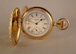 104 Years Old Elgin 14k Gold Filled Hunter Case Fancy Dial Great Pocket Watch