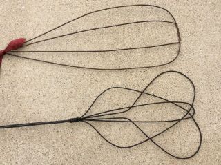 2 Vtg Antique Primitive Twisted Wire Rug Beater Wood Handle Wall Decor Large 31” 3