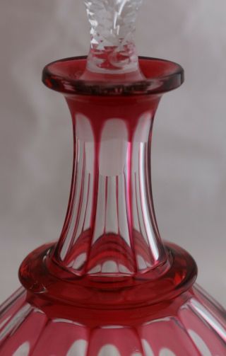 ANTIQUE CUT GLASS CRANBERRY FACETED CUT GLASS DECANTER DORFLINGER ? 3