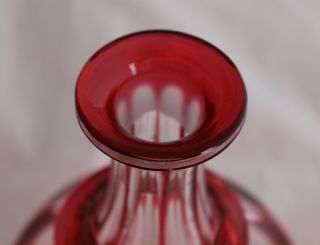 ANTIQUE CUT GLASS CRANBERRY FACETED CUT GLASS DECANTER DORFLINGER ? 7