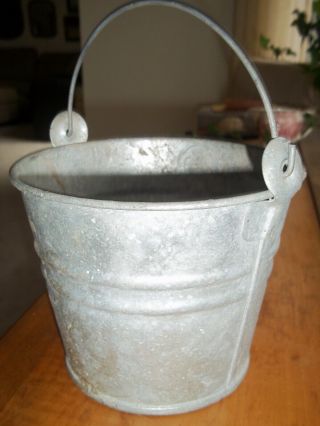 Vintage Small Galvanized Metal Bucket 16 W/ Handle Made In Poland - Barn Find