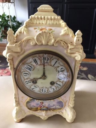 Antique French Porcelain Clock Japy Freres 1800’s