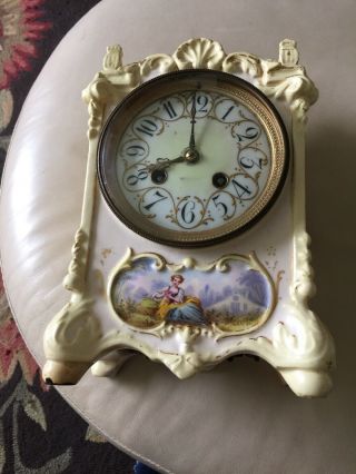 Antique French Porcelain Clock Japy Freres 1800’s 6