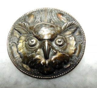 Fantastic Large Owl Brass Picture Button 3004
