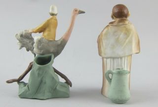 Rare Schafer & Vater Figural Vases,  Beer Monk & Man Riding Ostrich 2