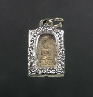 Perfect Mini Phra Khun Paen Lp Tim Thai Buddha Amulet Stainless Case Talisman