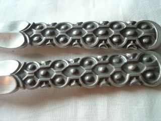 Vintage David Andersen Norway Modernist Pewter Salad Spoon Fork Serving Set 1960 3