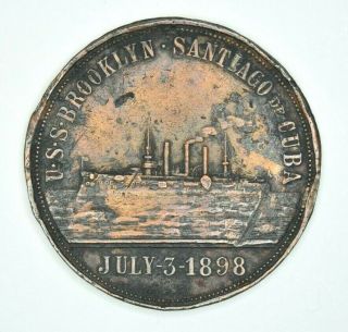 Very Scarce 1898 Uss Brooklyn Spanish American War Service U.  S.  Navy Usmc Medal