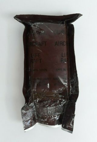 1976 Post Vietnam Era Aircraft Life Raft Survival Food Packet