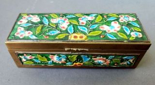 Antique Chinese Enamel Decorated Stamp Box 1920s