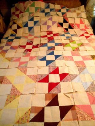 35 Vintage Feed Sack Colorful Quilt Blocks 9 Patch Variation 12 " Square Minty