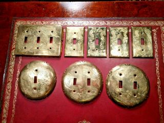 Vintage Brass Light Switch Plates (single / Double) East Asian,  Dragon,  Round
