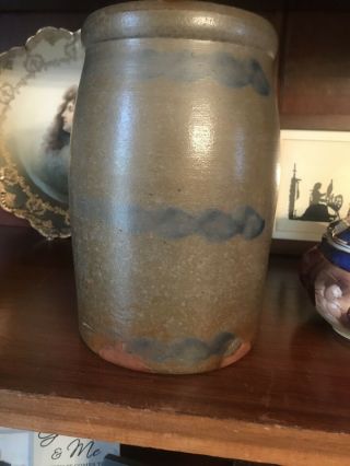 Rare 3/4 Gal.  Western PA Stoneware Canning Wax Sealer Striper Stripe Crock 8