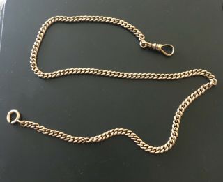 Antique Solid 10kt Gold Pocket Watch Chain/fob 16” 4mm 21.  1 Grams Use Or Scrap