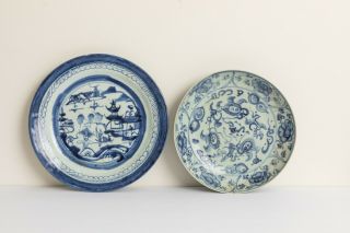 Two Chinese Antique/vintage Blue&white Porcelain Dishes