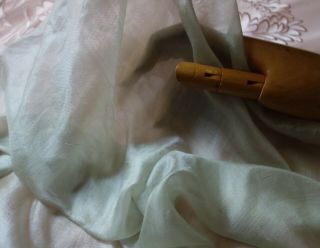 Antique Rare 1900 Duck Egg Blue Gossamer Sheer Silk Panel/21x22/french Doll