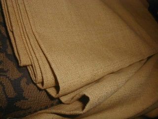 4 Yds Vintage English Oatmeal Linen Heavy Flax Upholstery Fabric Wheat Color