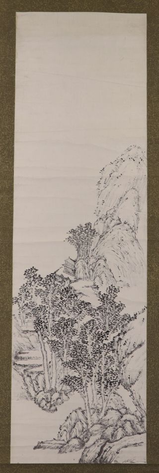 Japanese Hanging Scroll Art Painting Sansui Landscape Asian Antique E7358