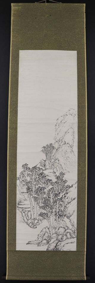 JAPANESE HANGING SCROLL ART Painting Sansui Landscape Asian antique E7358 2