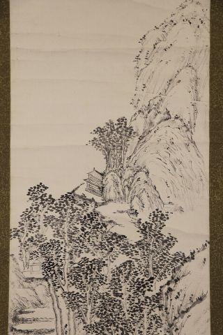JAPANESE HANGING SCROLL ART Painting Sansui Landscape Asian antique E7358 5